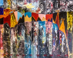 Moneyscape-G03-PETR4-07-17, Acrílico e polímero sintético sobre tela, 100 x 80 Cm., 2016